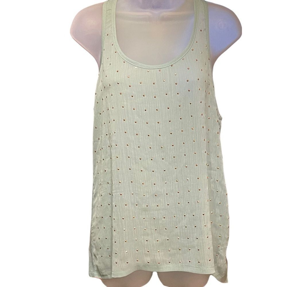 Signature Studio contemporary style sheer front with gold beading sz L/G tank